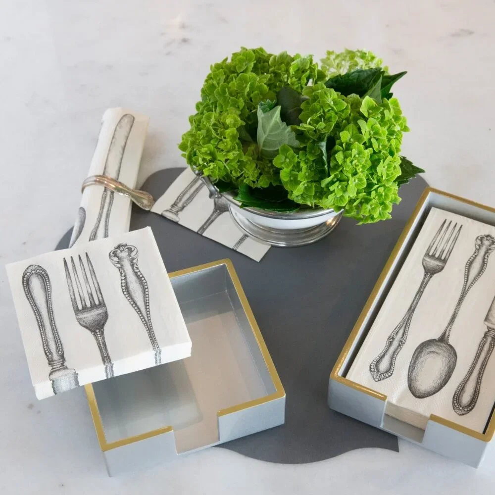 Classic Cutlery Paper Napkins Lot of 2 packs of 20 /40 napkins Hester & Cook NIP